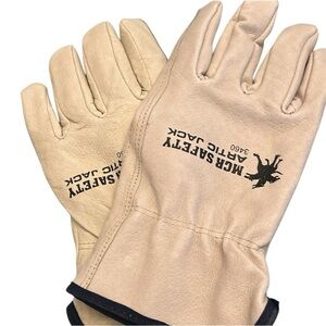 Leather mens work gloves artic jack mcr hand protection safety gear pair new